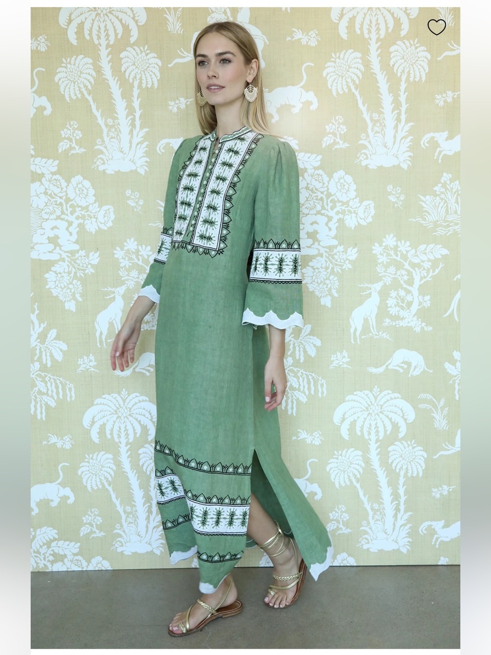 Asha green linen kaftan S